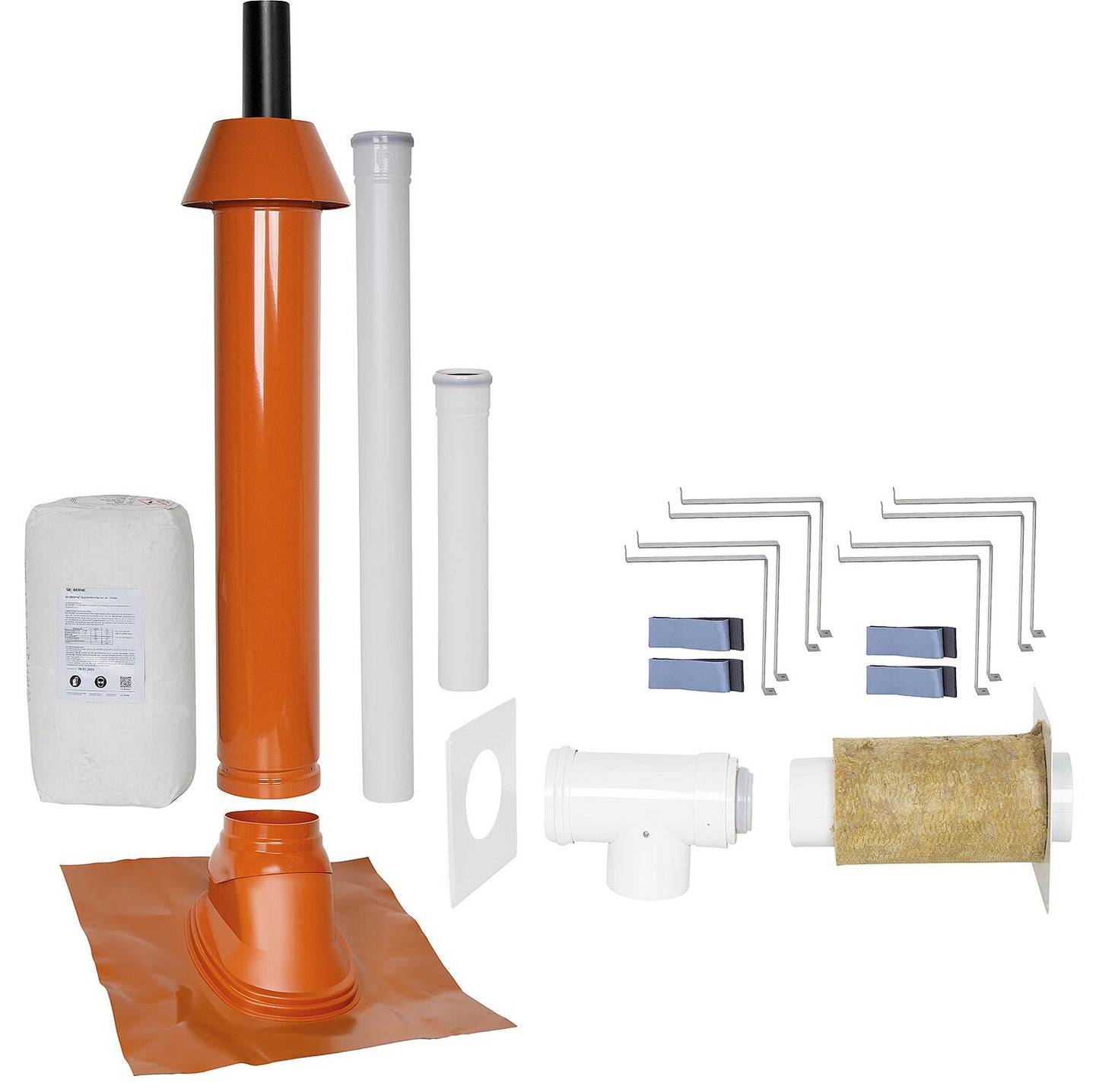 Basic package Porifix, pitched roof 5° - 25°, DN 60/100 red, 0.4m