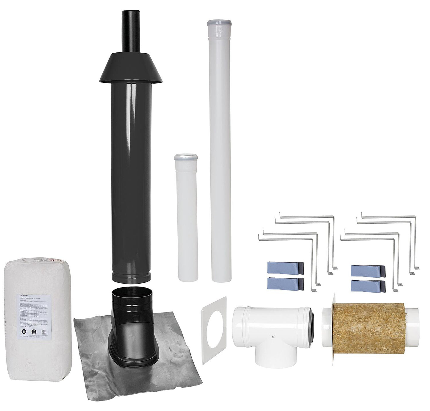 Basic package Porifix, pitched roof 25° - 45°, DN 60/100 red, 0.4m