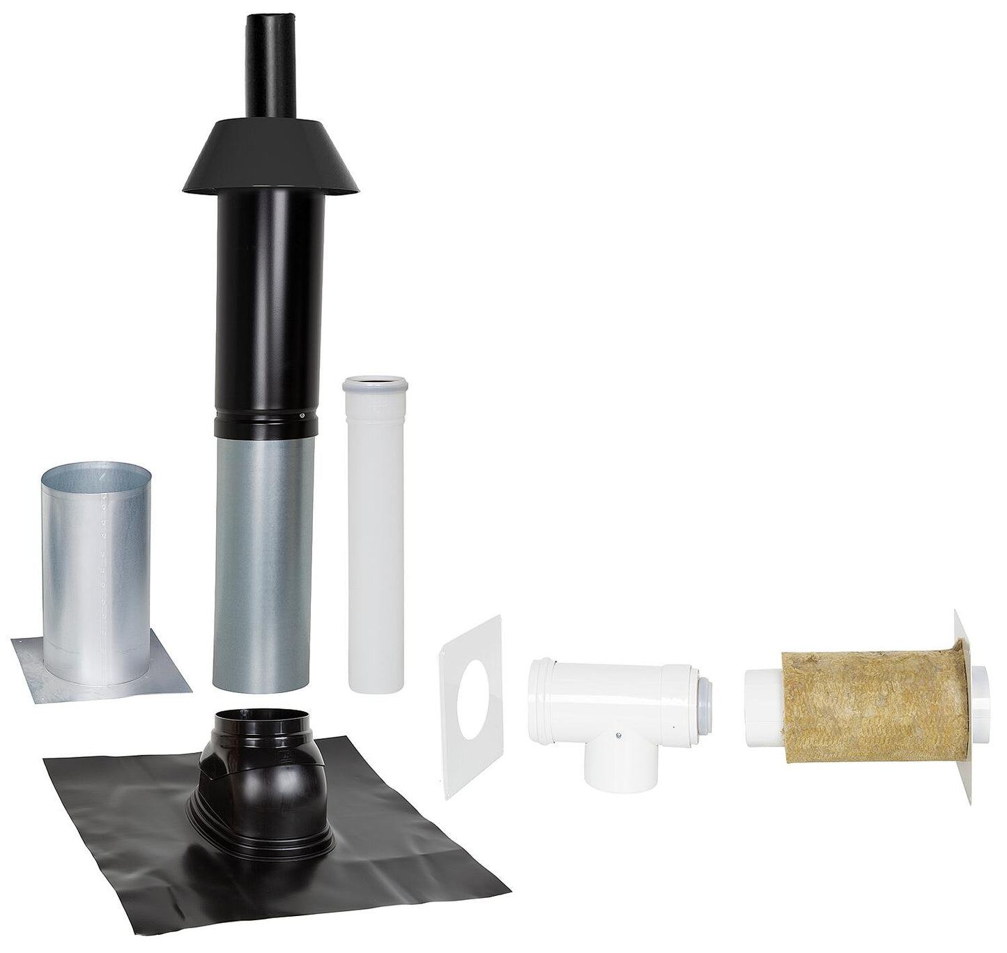 Basic package Unifix 165, pitched roof, 35 - 55°, DN 80/125 black, 1.0m