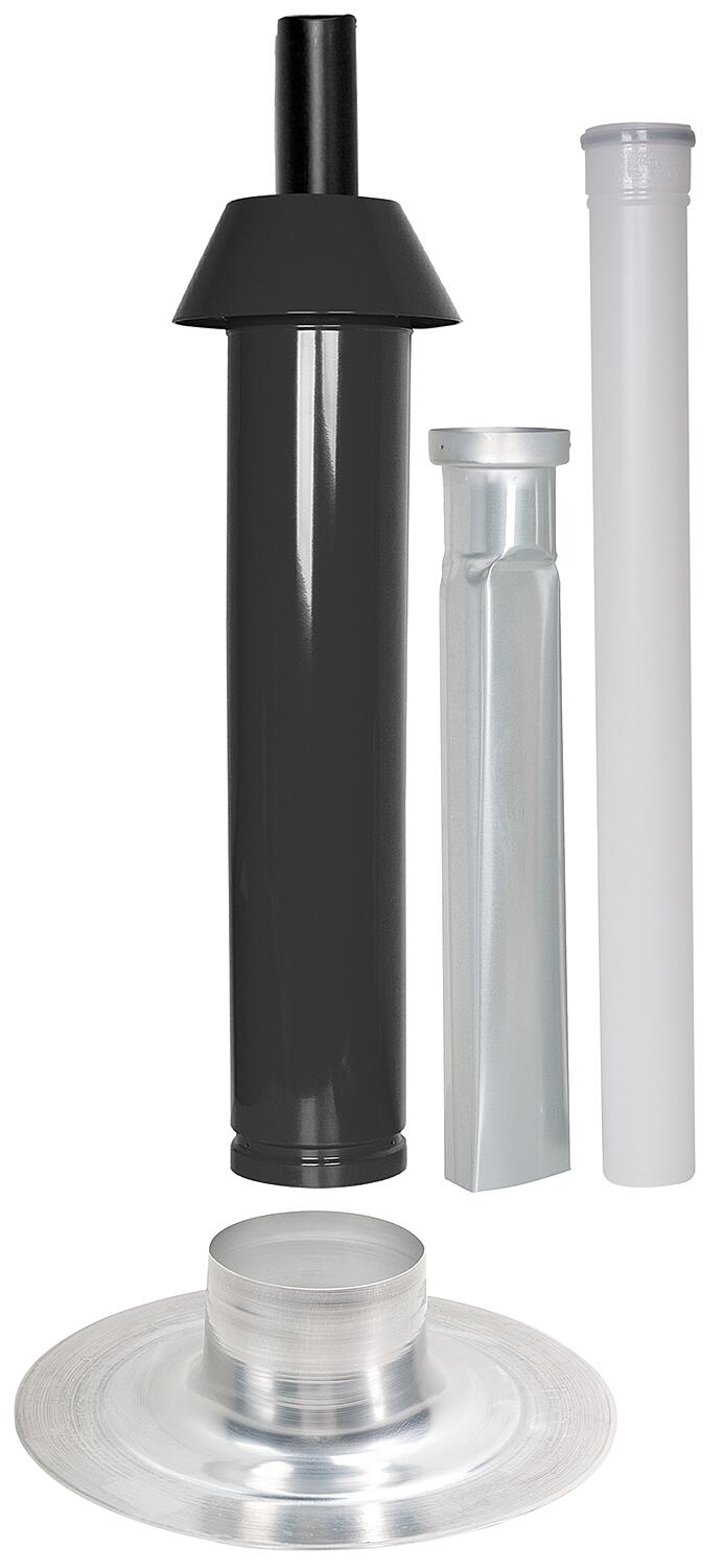 Skobifix XXs flat roof outlet package, DN 80/125 black 1.0m