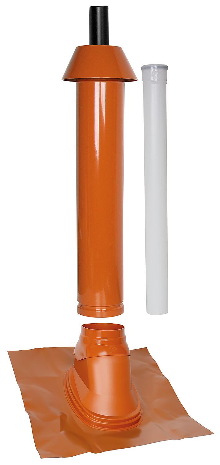 Skobifix XXs outlet package for pitched roofs 35° - 55°, DN 80/125 black, 1.0m