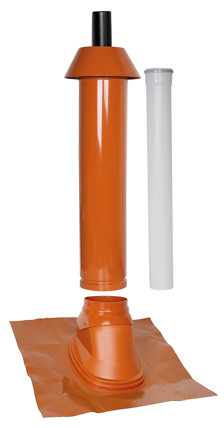 Skobifix XXs outlet package for pitched roofs 5°-25°, DN 80/125 black, 1.0m