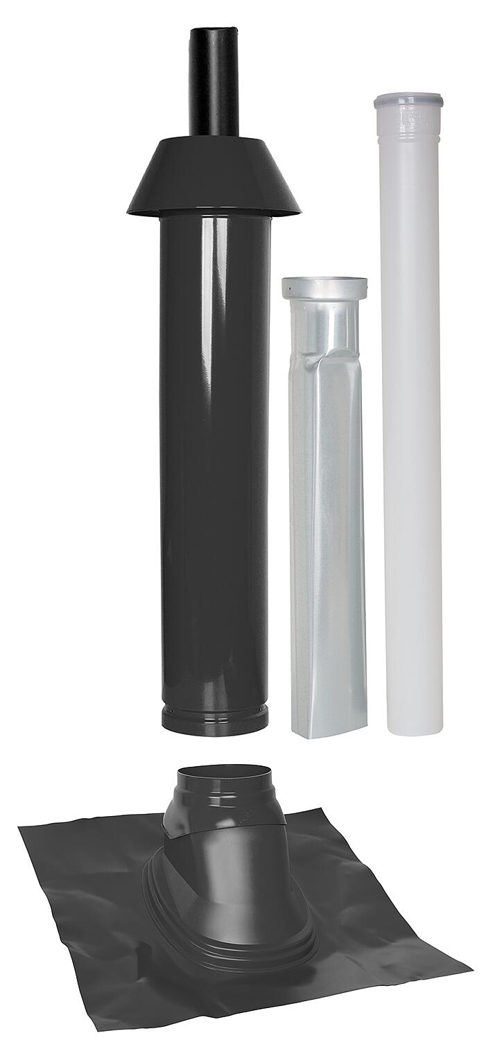 Skobifix XXs outlet package for pitched roofs 5°-25°, DN 80/125 black, 1.0m