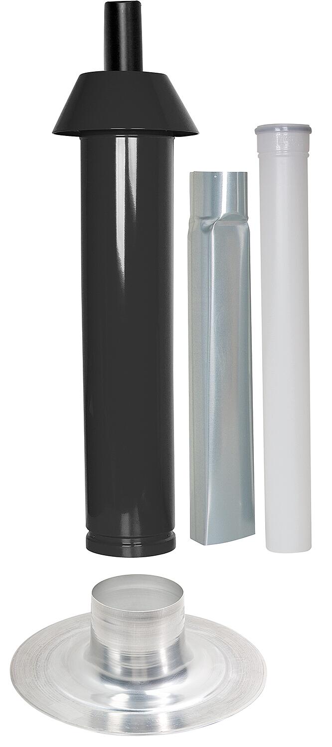 Skobifix XXs flat roof outlet package, DN 80/125 black 1.0m