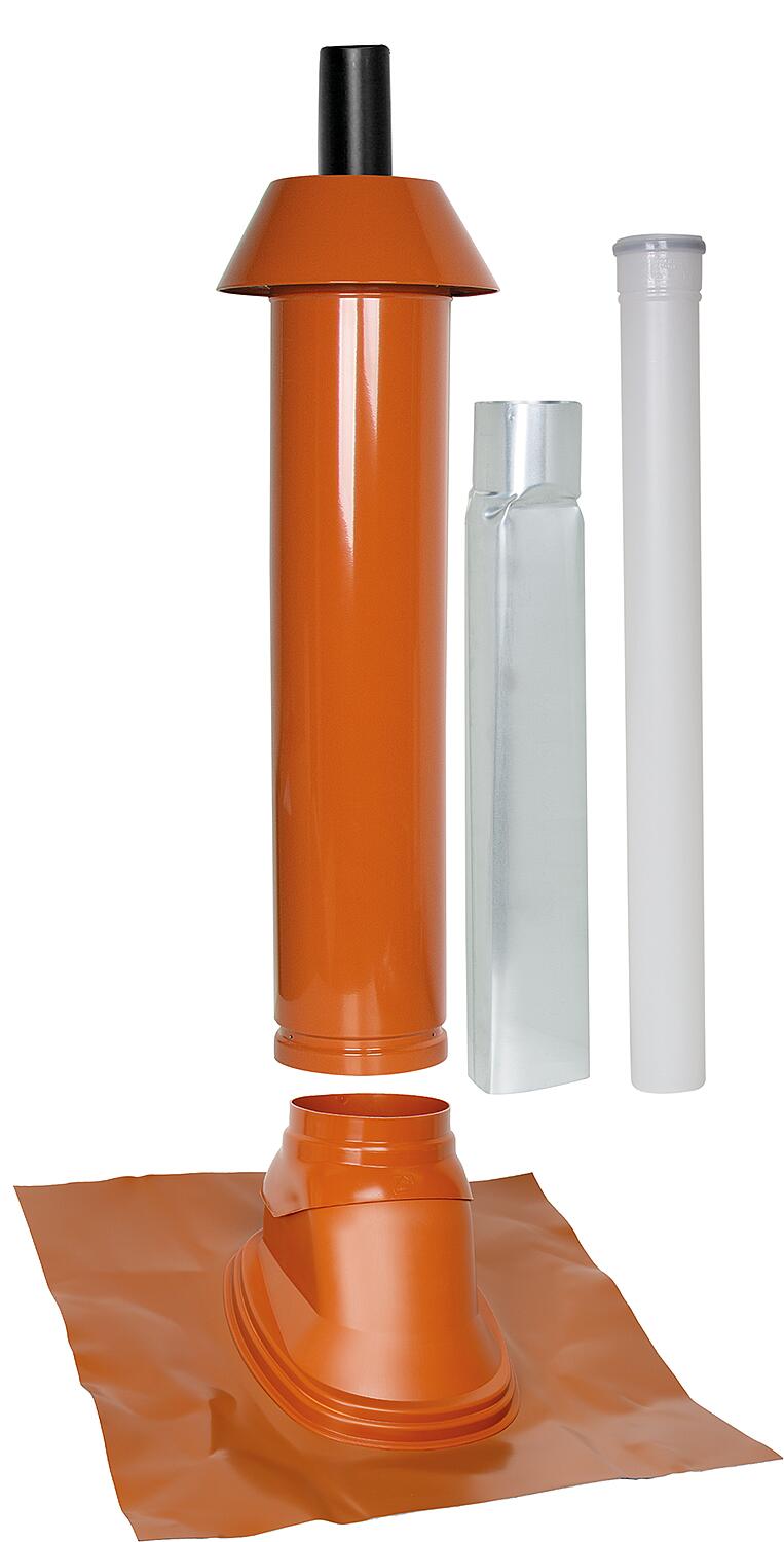 Skobifix XXs outlet package for pitched roofs 35° - 55°, DN 80/125 black, 1.0m