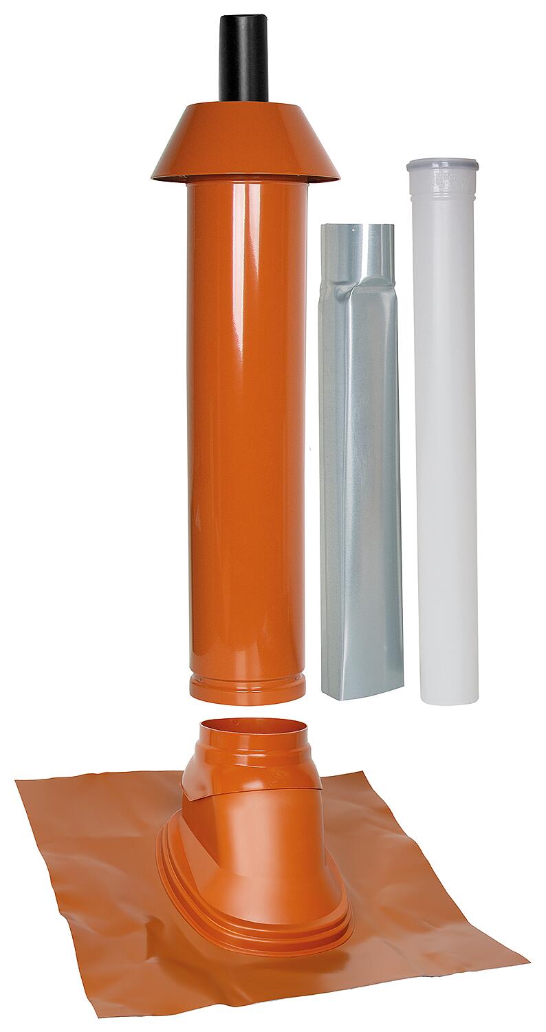 Skobifix XXs outlet package for pitched roofs 5°-25°, DN 80/125 black, 1.0m