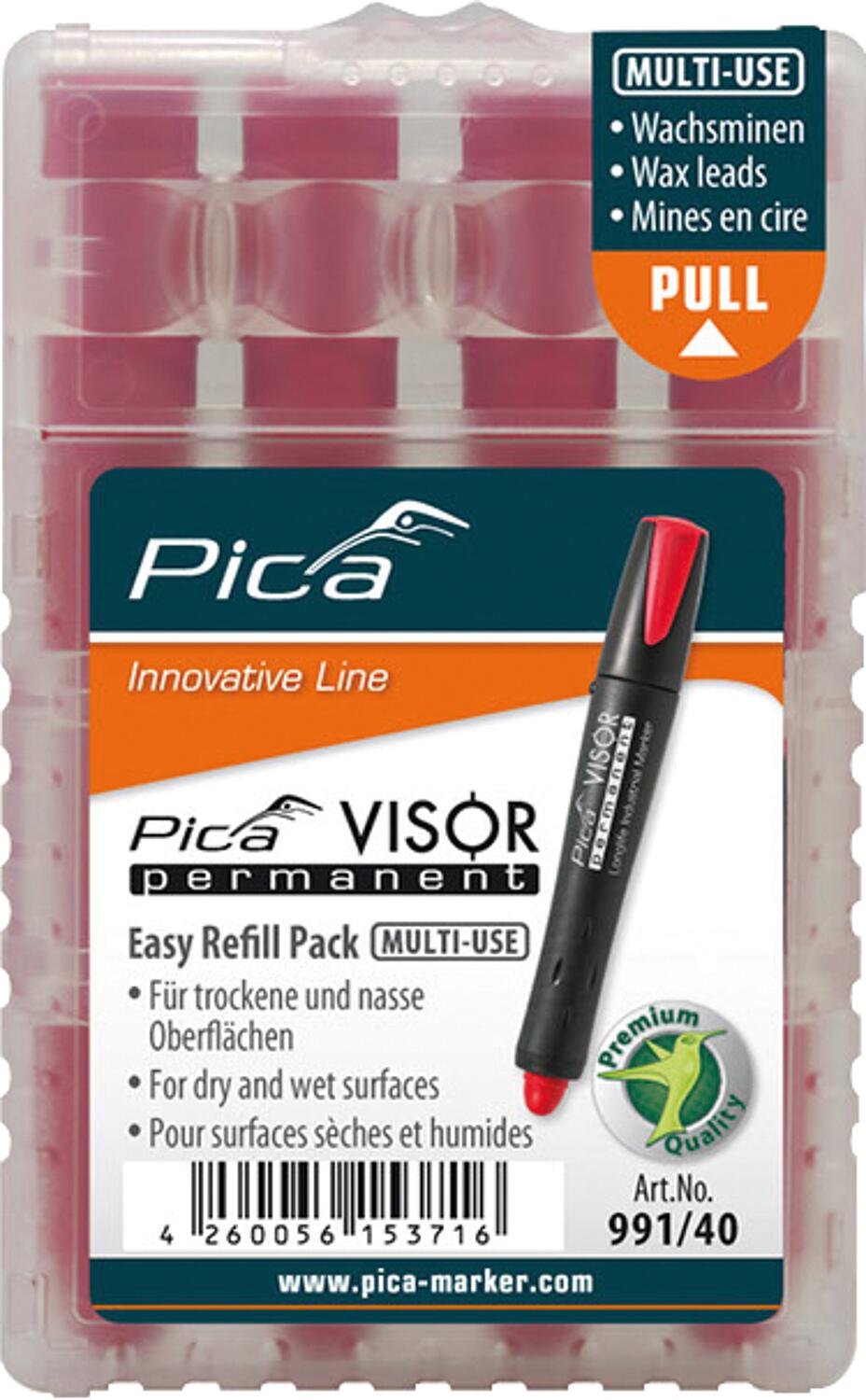 Replacement refills red 99140 for Visor, pack size = 4 pieces.