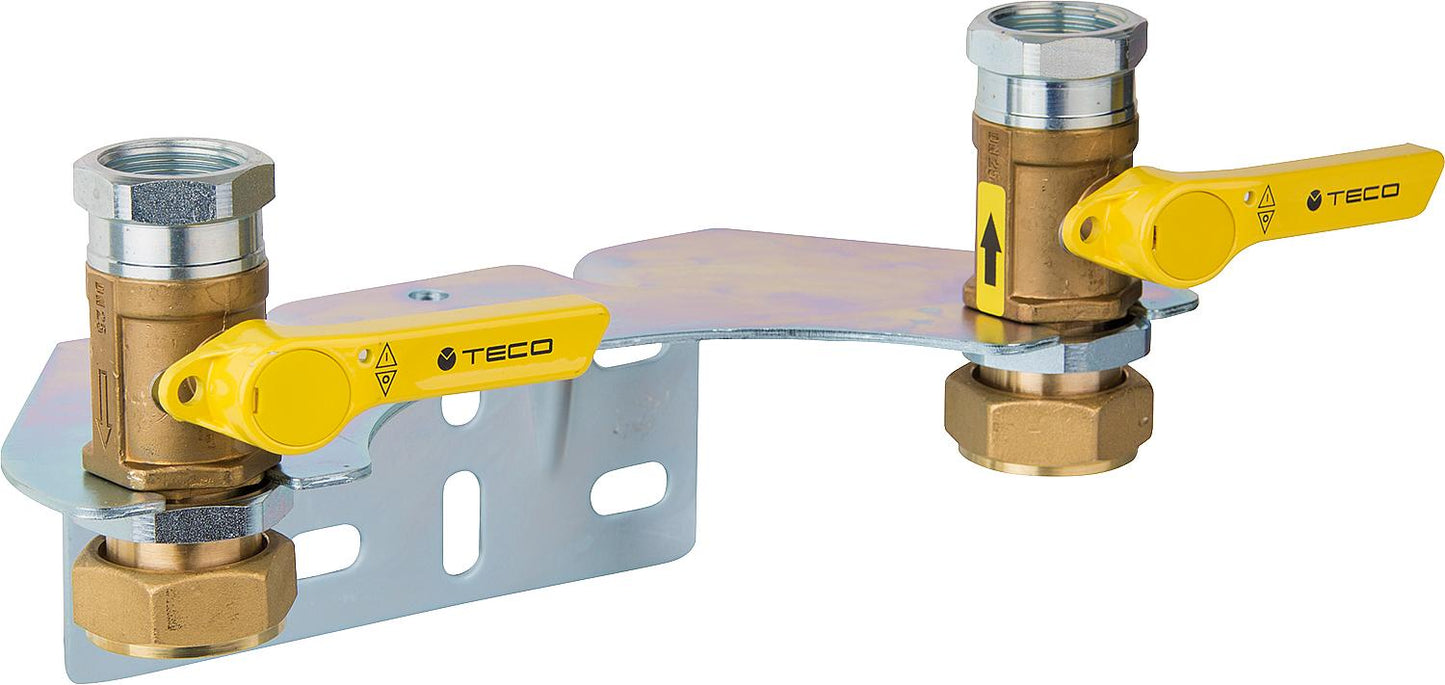 Mounting kit for two-pipe gas meters with screw connection for gas meter