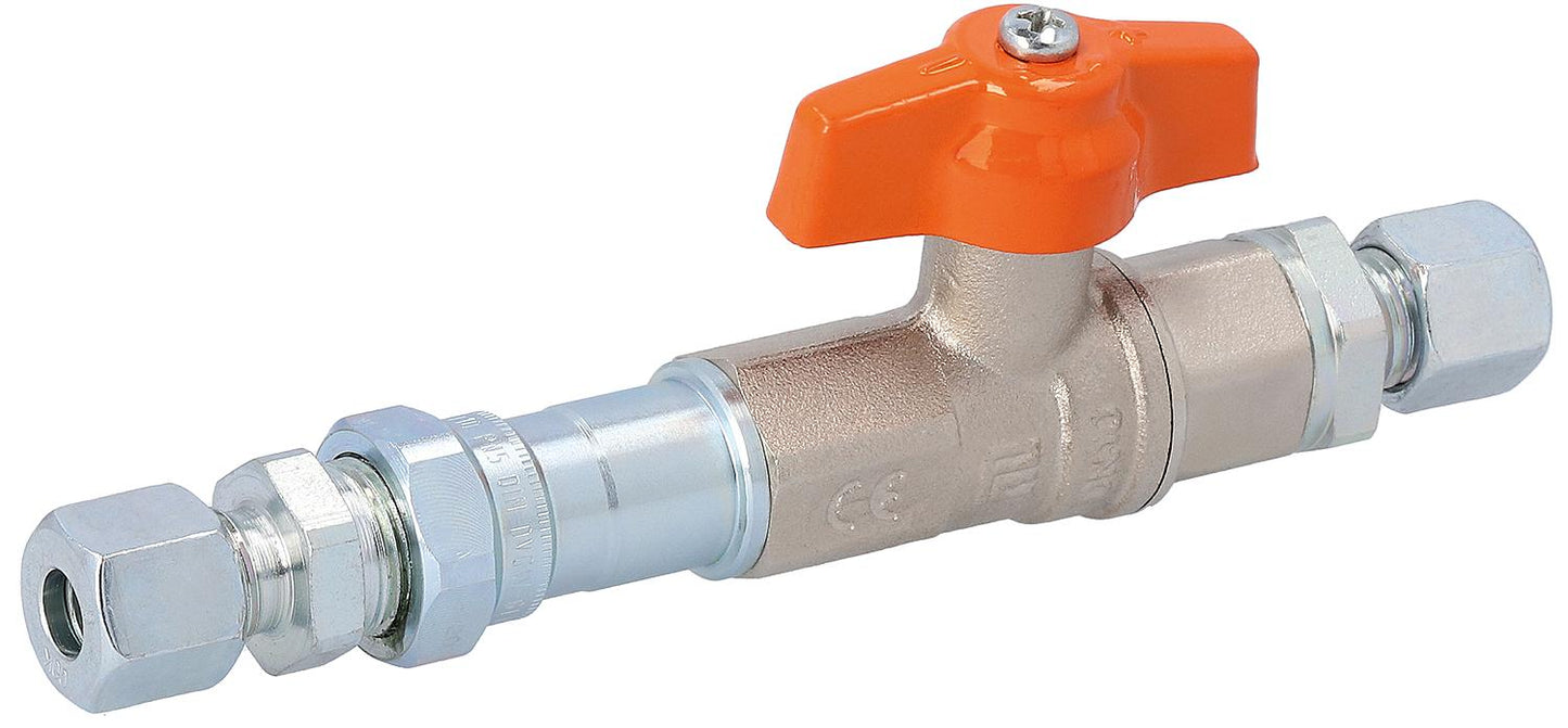 Gas ball valve with TAE RVS 8mm on both sides PN5