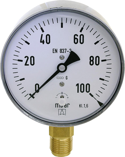Kapselfedermanometer KP 100.1 0-25 mbar, DN15 (1/2"), Ø 100 mm