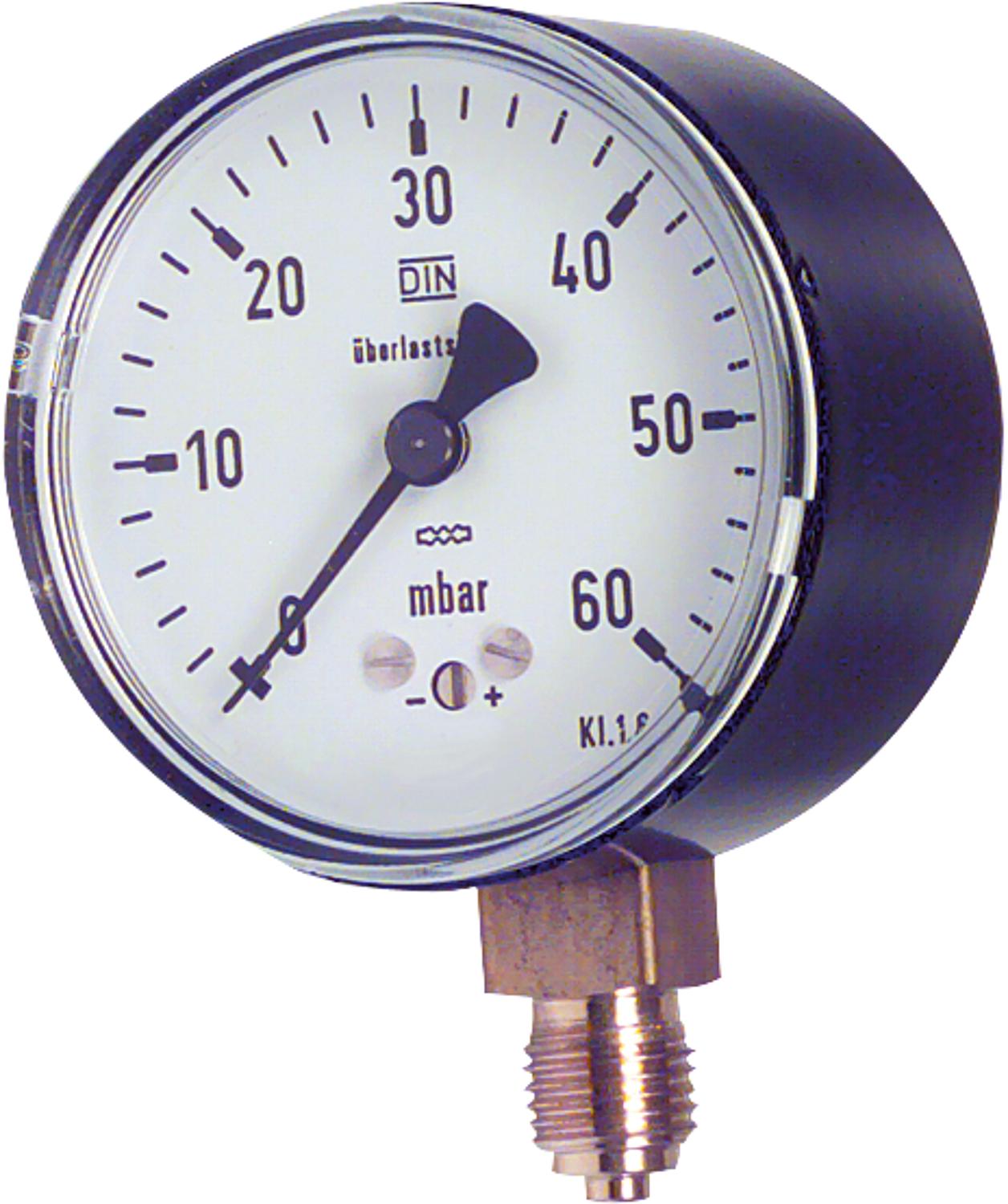 Kapselfeder-Manometer Edelstahl ø 63 mm, DN 8 (1/4") radial