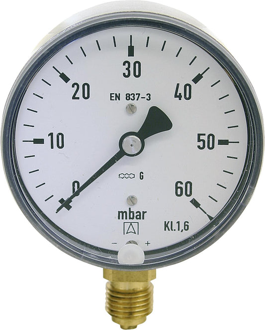 Kapselfeder-Manometer Edelstahl ø 63 mm, DN 8 (1/4") radial