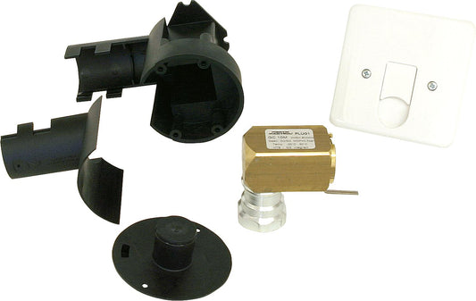 Sortie de gaz conforme à la norme VP635 pour installation encastrée, filetage femelle 1/2" x raccord à fiche.