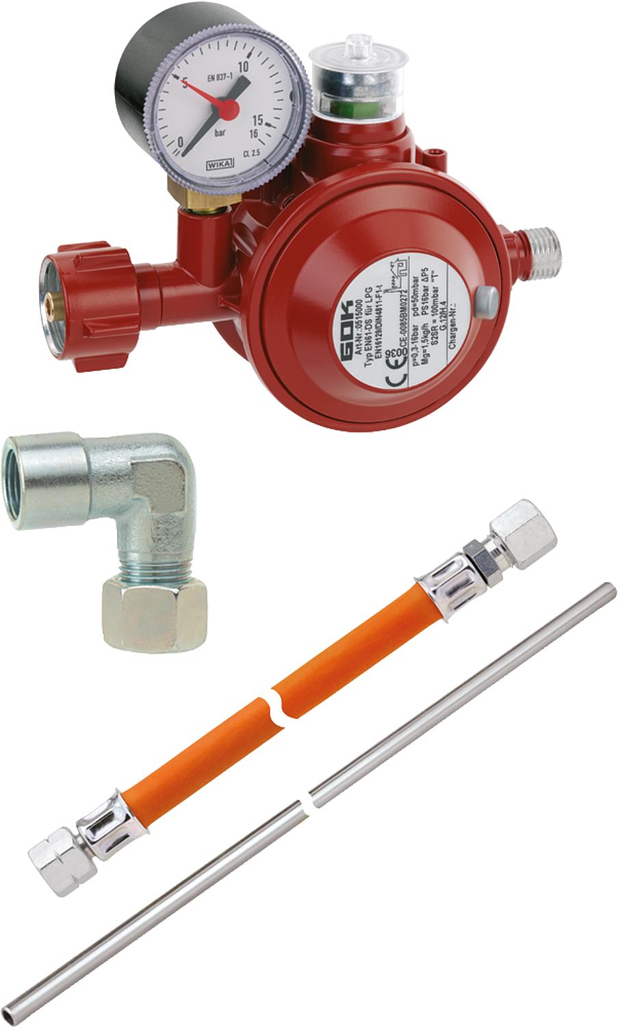 Basic cooker connection set, 1.5 kg/h, 50 mbar, for household installations