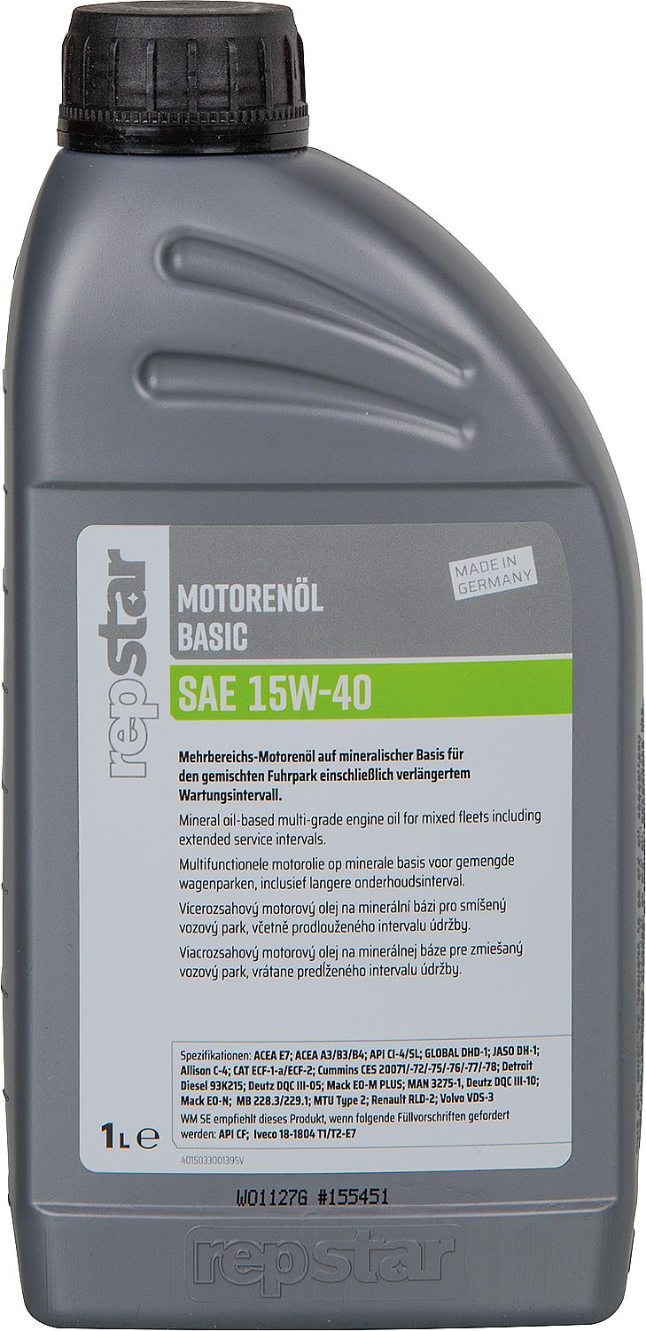 REPSTAR SAE 15W-40 Basic engine oil, 1 liter bottle