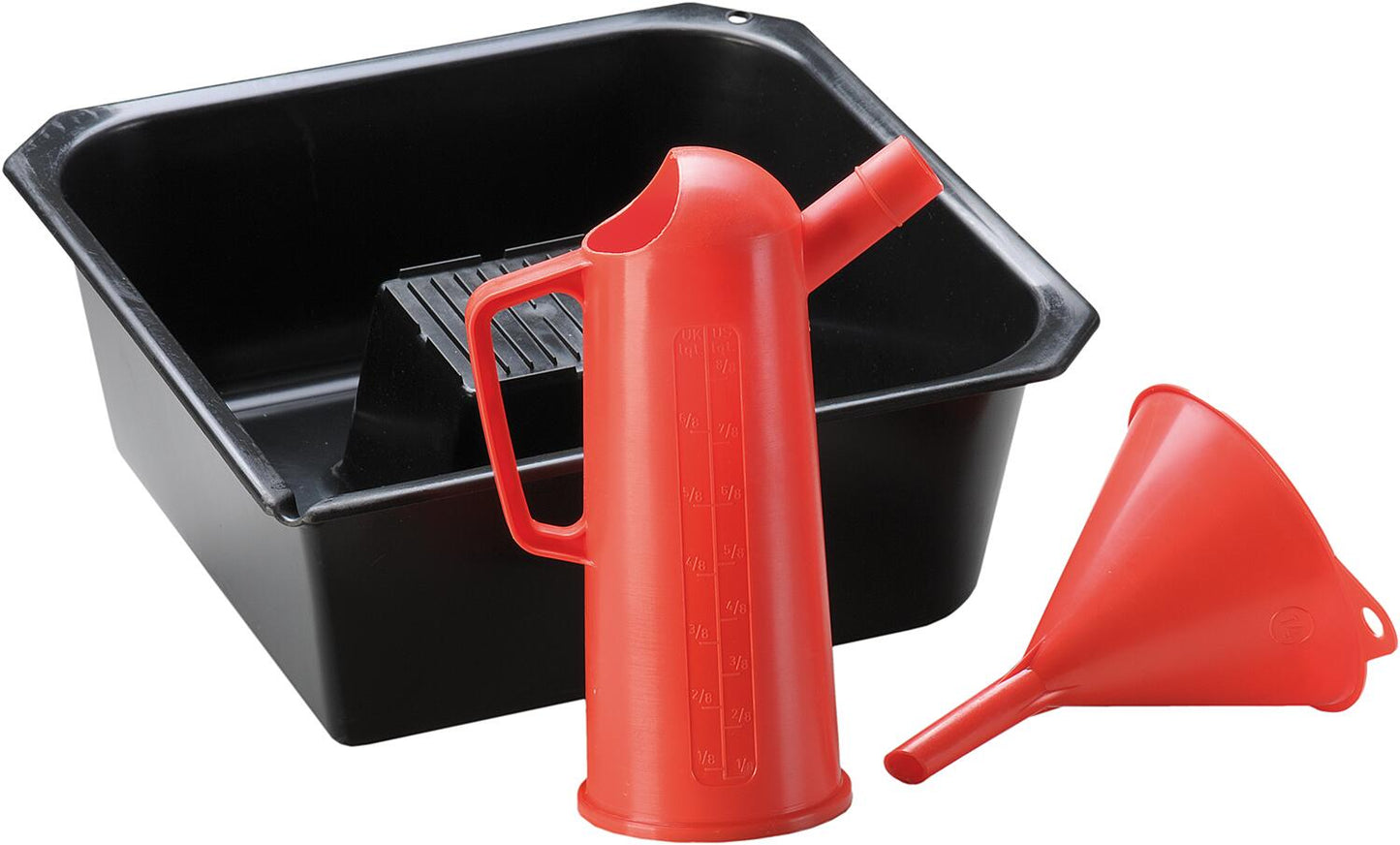 Kit de vidange d'huile, 3 pièces : bac de vidange + récipient doseur + entonnoir