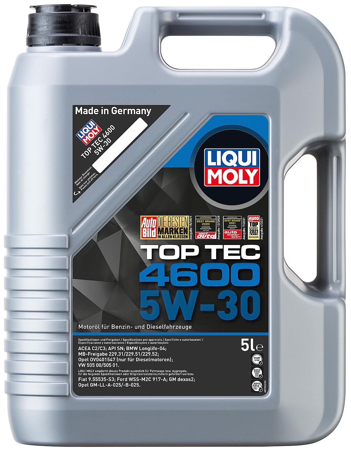 LIQUI MOLY Top Tec 4600 5W-30 engine oil, 1 liter canister