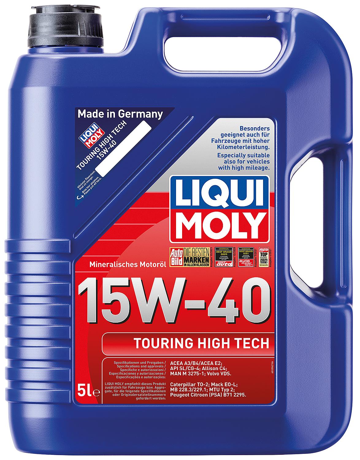 Huile moteur LIQUI MOLY Touring High Tech 15W-40, bidon de 1 litre