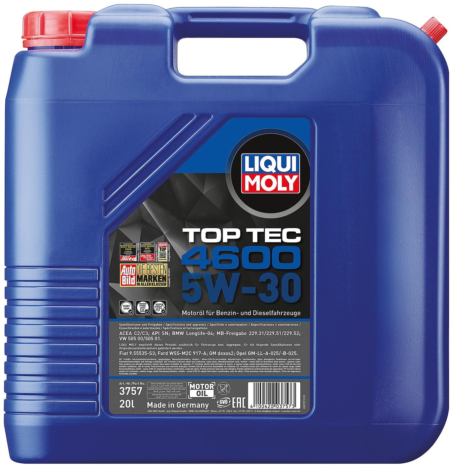 LIQUI MOLY Top Tec 4600 5W-30 engine oil, 1 liter canister