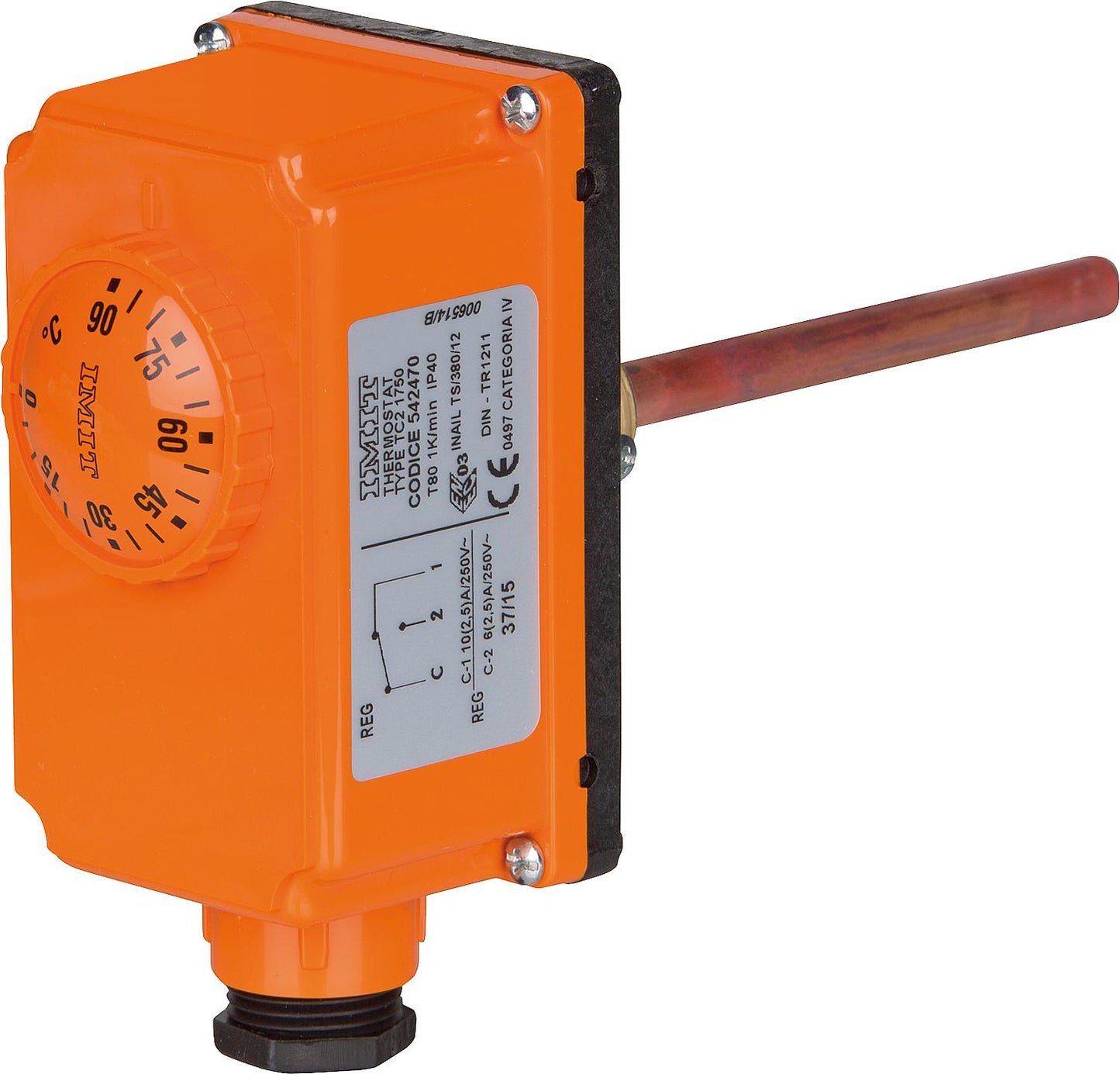 Tauchthermostat Imit Typ TC2, 0-90°C, Aussenskala DN15 (1/2"), Länge 150mm