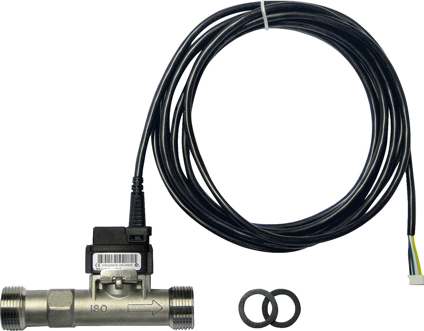 VFS combination sensor 2-40 l/min, 0-100°C, 3/4" male thread, stainless steel