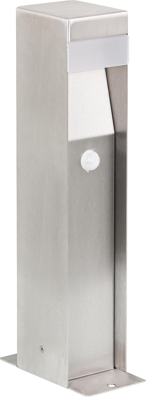 Garden light made of brushed stainless steel, LED 1.8W - 200lm, 400mm, 2x Schuko sockets + motion detector.