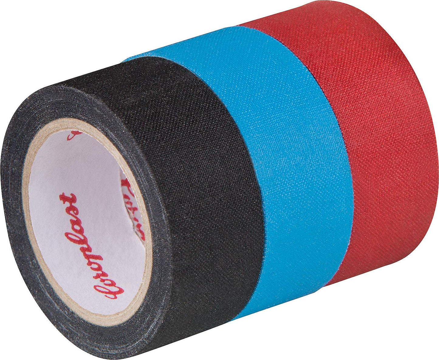 Fabric adhesive tape set, 3 rolls, 19mm x 2.5m blue, black, red