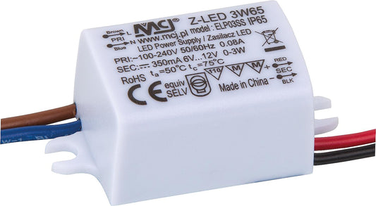 Transformer for light bulbs 12V, 0-3 watts, IP65