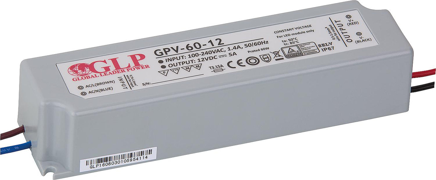 Transformer for light bulbs 12V, 0-3 watts, IP65