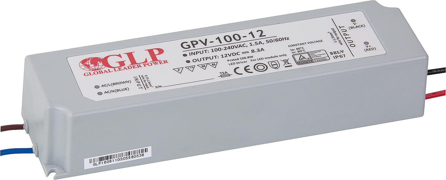 Transformer for light bulbs 12V, 0-3 watts, IP65