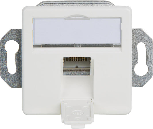 Junction box, alpine white AMJ45/B 8 K Up/50 Cat.6A(IEC), floor box installation, 1xRJ45, 1 piece
