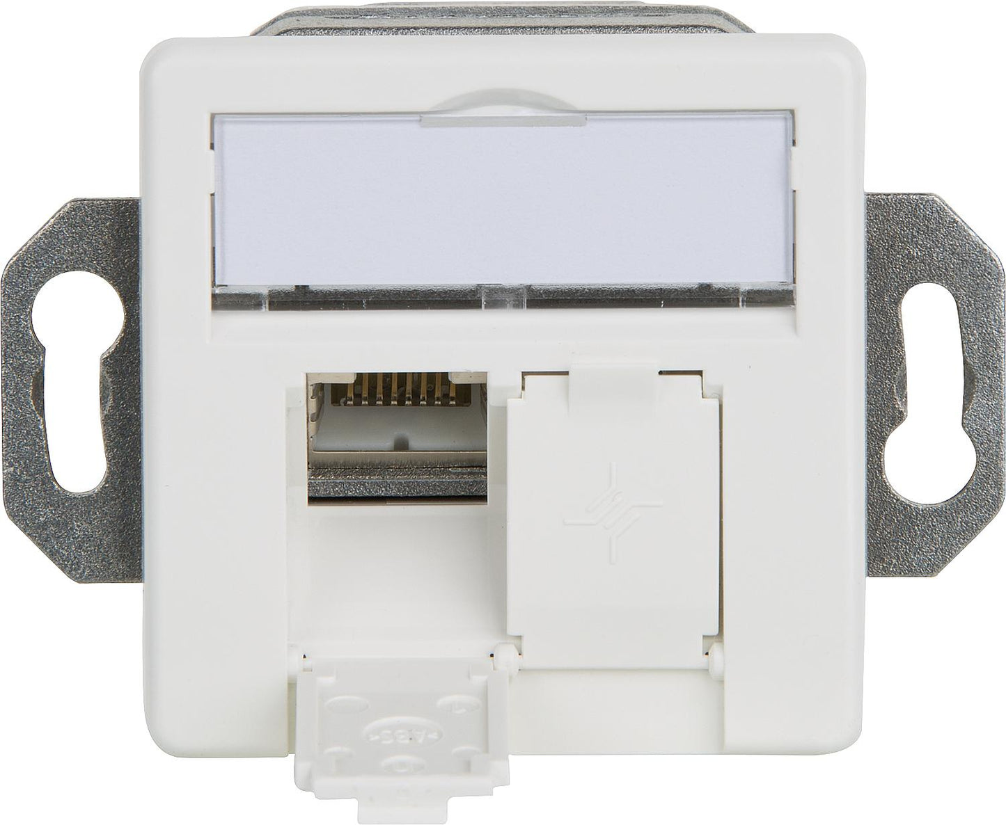 Junction box, alpine white AMJ45/B 8 K Up/50 Cat.6A(IEC), floor box installation, 1xRJ45, 1 piece