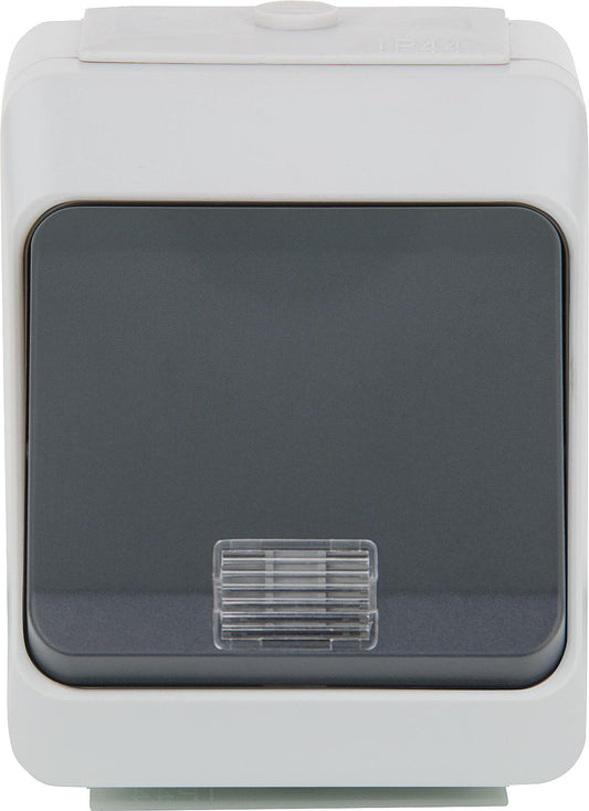 Nortic IP 44 surface-mounted push button with changeover switch and indicator light