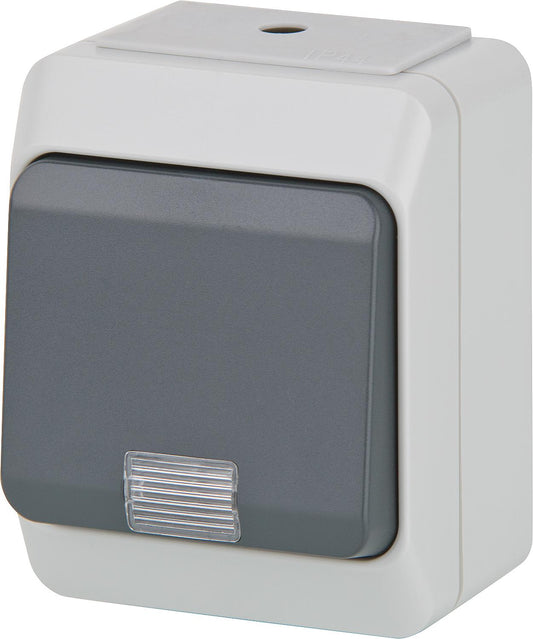 Nortic IP 44 surface-mounted changeover switch with indicator light