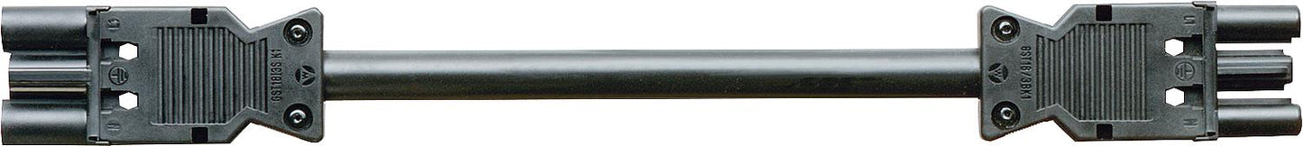Wieland GST18i3 1.0m black connecting cable, H05VV-F 3G2.5mm² 3-pin, socket - plug