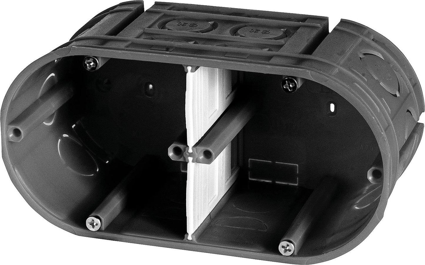 F-Tronic 2-gang flush-mounted device box, 2x Ø 60 mm, 63 mm deep