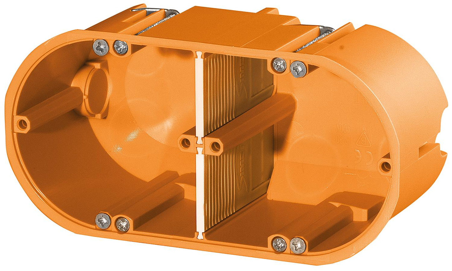 F-Tronic solid cavity wall device box, 2-gang, Ø 68 mm, 60 mm deep