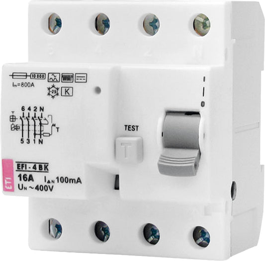 Residual current circuit breaker EFI-4B, 4-pole, 25A, 30mA, type B, short-time delayed