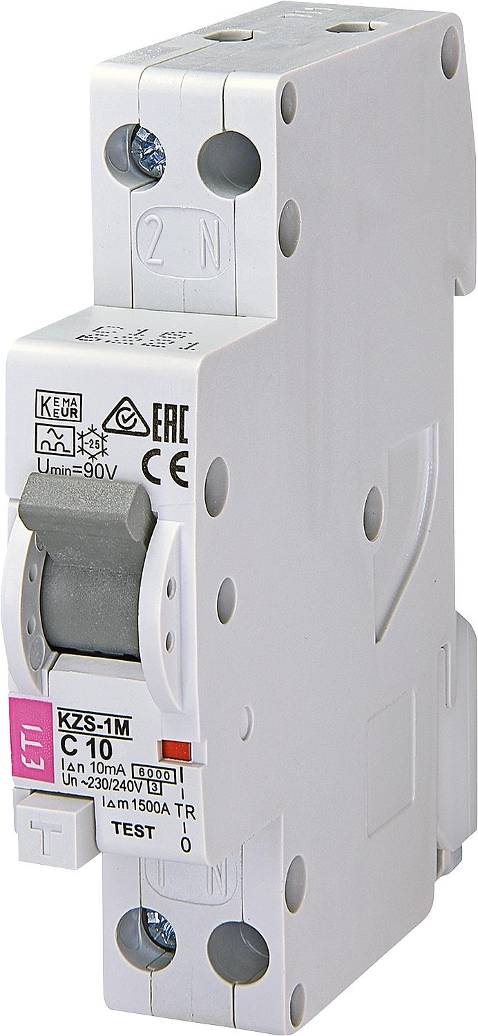 FI/LS switch KZS-1M, 1-pole+N in 1 TE, B20A, 10mA, 6kA