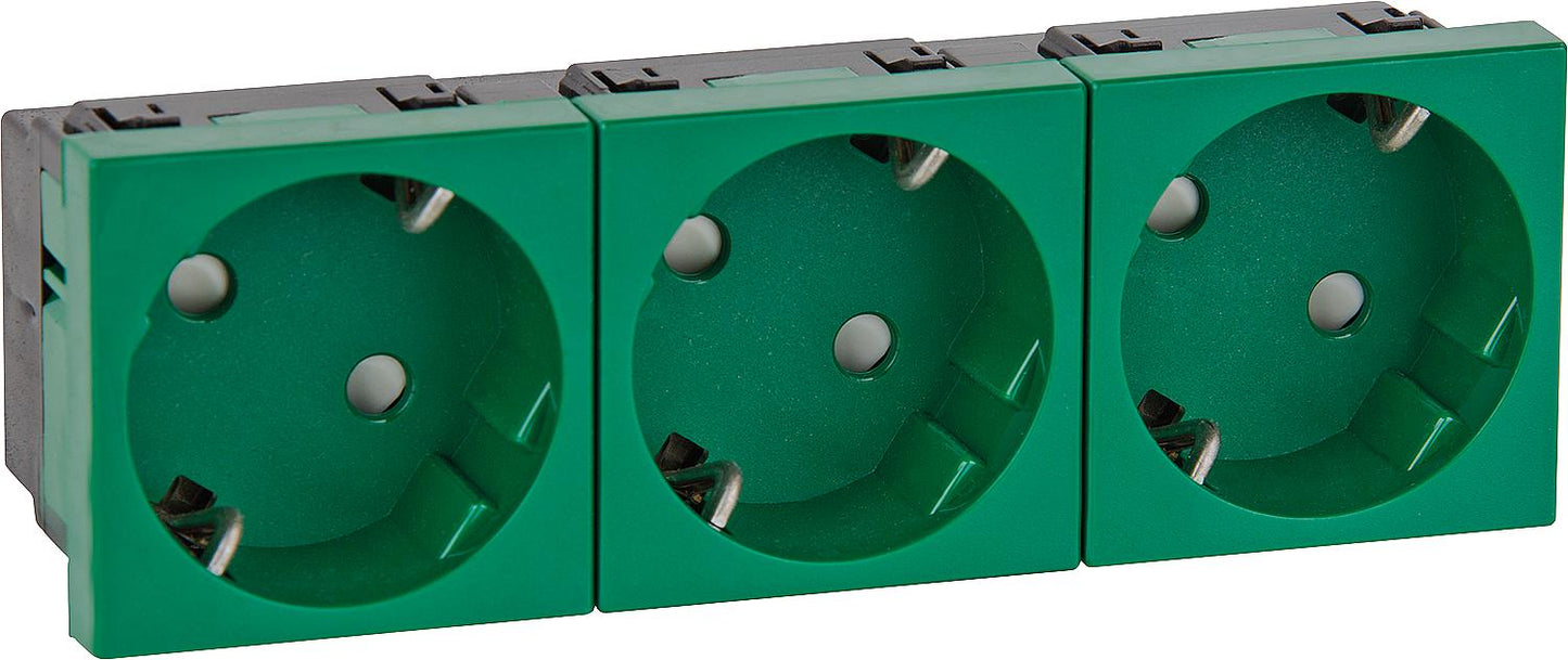 Prise sous plancher, calibre 45 mm, 3 voies, verte