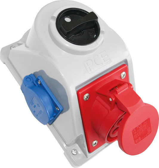 Wall socket Combopol PCE 16A, 5p, with 1 Schuko socket