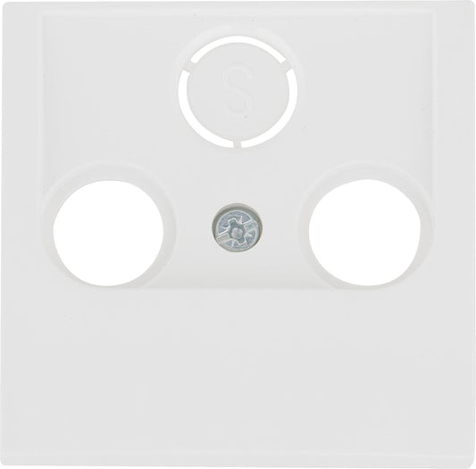 Berker 12038989 central plate, for 2-3 hole antenna sockets, polar white, glossy, 1 piece