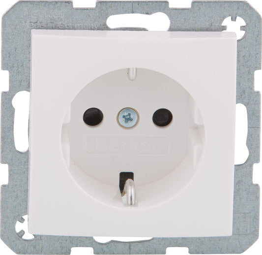 Berker 47238989 flush-mounted SCHUKO socket with child safety lock, polar white, glossy, 1 piece