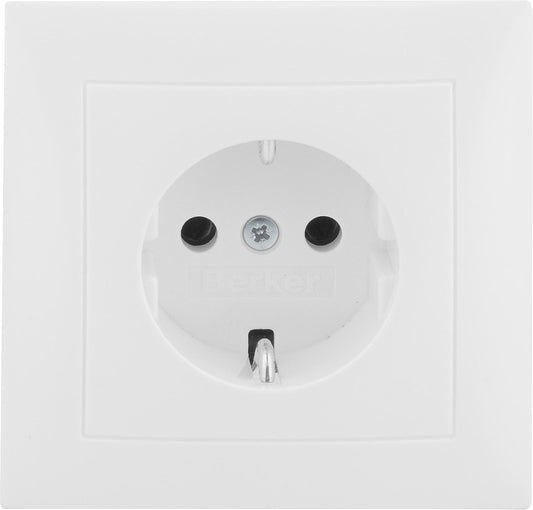 Berker 47428989 flush-mounted SCHUKO socket, with polar white glossy cover plate, 1 piece
