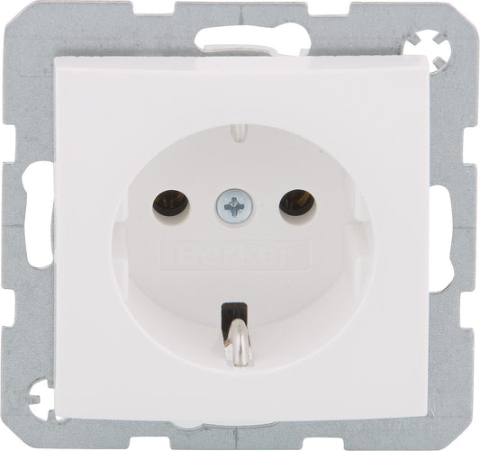 Berker 47438989 flush-mounted SCHUKO socket, 250V, 16A, polar white, glossy, 1 piece