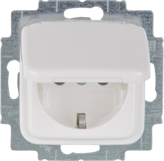 Flush-mounted Schuko socket Busch-Jaeger IS with hinged cover 20 EUKB-214 Alpine White, 1 piece