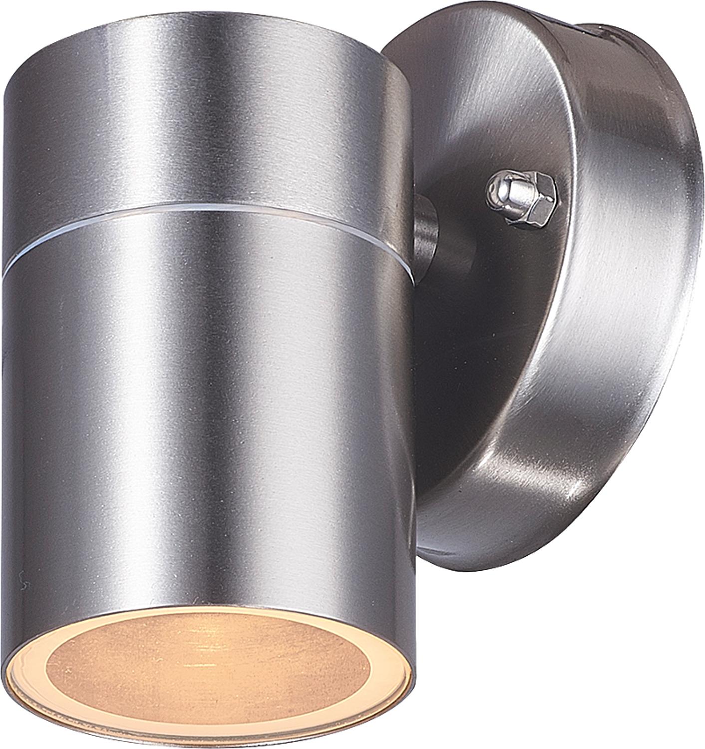 LED outdoor light, downward light emission, round, with GU10 socket, IP54, stainless steel