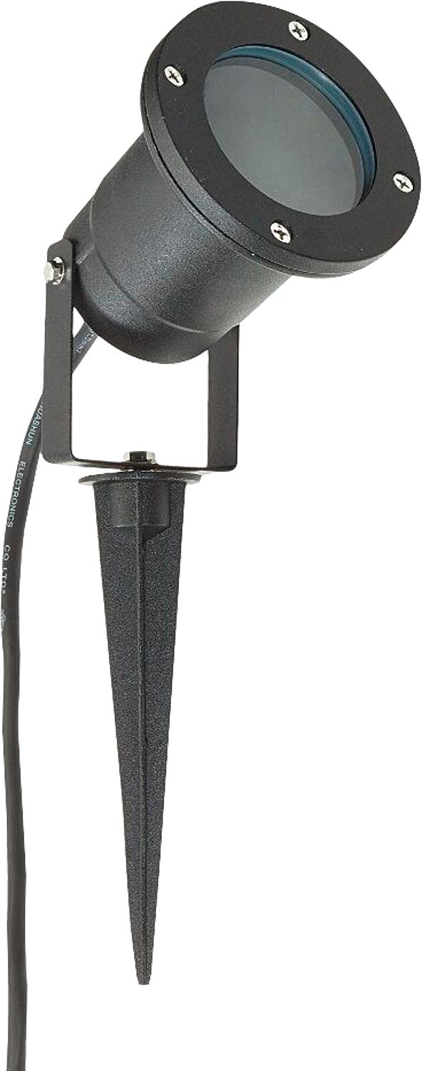 LED outdoor light with ground spike, round, with GU10 socket, IP54, matte black