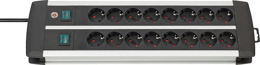 16-fach Steckdosenleiste Premium Duo-Alu-Line