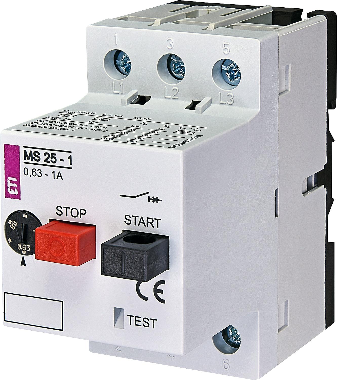 Motor protection switch ETI, MS25-0.16, tripping range 0.1 - 0.16 A